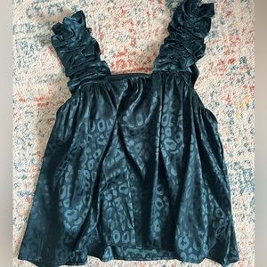 Satin Cheetah Teal Blouse